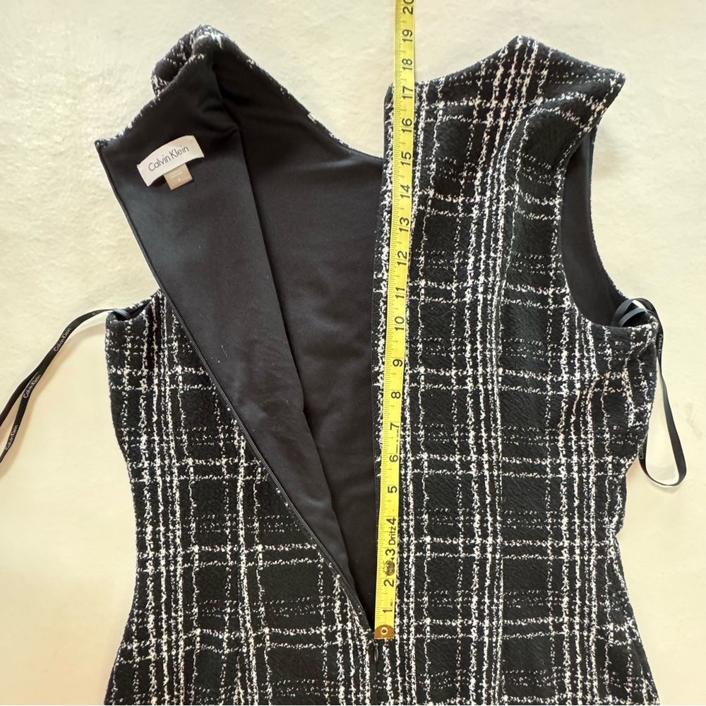 Calvin Klein Textured Black White Plaid Bodycon Sheath Dress (8) - Picture 11 of 17